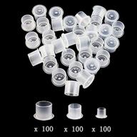 🖌️ yuelong tattoo ink caps - 300pcs white ink cups with base, mixed sizes #11 small #14 medium #17 large for tattoo ink, supplies, kits logo