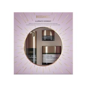 img 4 attached to Biossance Illuminate Overnight Bundle: Squalane + Omega Repair Cream (1.6 oz), Lactic Acid Resurfacing Night Serum (0.5 oz), and Marine Algae Eye Cream (0.1 oz) - Exfoliate, Brighten, and Hydrate