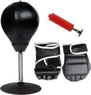 💥 desktop punching bag with stress relief ball and fingerless gloves: perfect table toy for adults and kids, boxing set for men & women логотип