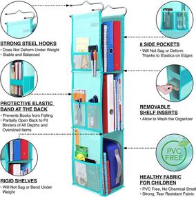 img 1 attached to 📚 Upgraded Abra Company Hanging Locker Organizer: Eco-Friendly 3 Shelf for School, Gym, Work & Storage - Adjustable School Locker Shelf (Ocean Turquoise), Health-Conscious Fabric Ideal for Children