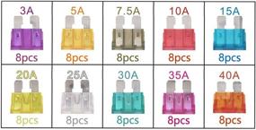 img 2 attached to 🚗 80 PCS Assorted Standard Blade Fuse Set for Cars, Trucks, SUVs, and Home Use - Includes 3/5/7.5/10/15/20/25/30/35/40 AMP Fuses for Easy Replacement