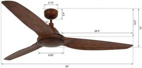 img 3 attached to Airfusion Type A DC Ceiling Fan with Remote and Wall Mount, 60-Inch, Dark Koa by LUCCI AIR