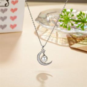 img 3 attached to 🌙 Best Grandma Necklace - Sterling Silver Pearl Moon Crystal CZ Generation Necklace for Grandmother, Mom Gifts, Nana Gifts from Children, Mothers Day Card from Daughter, Birthday Gift - Nana Gifts