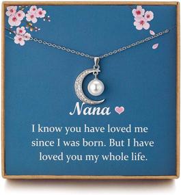 img 4 attached to 🌙 Best Grandma Necklace - Sterling Silver Pearl Moon Crystal CZ Generation Necklace for Grandmother, Mom Gifts, Nana Gifts from Children, Mothers Day Card from Daughter, Birthday Gift - Nana Gifts