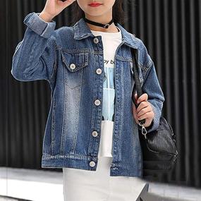 img 3 attached to 👚 Girls' Classic Basic Denim Jackets: Trendy Button Down Outwear for Style-savvy Teens