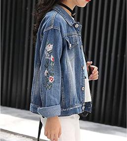 img 2 attached to 👚 Girls' Classic Basic Denim Jackets: Trendy Button Down Outwear for Style-savvy Teens