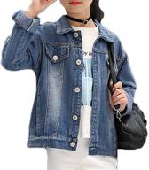 👚 girls' classic basic denim jackets: trendy button down outwear for style-savvy teens logo