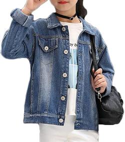 img 4 attached to 👚 Girls' Classic Basic Denim Jackets: Trendy Button Down Outwear for Style-savvy Teens