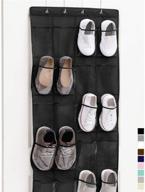 🦍 gorilla grip over the door hanging shoe organizer - 64x19, 24 large clear pockets - black логотип