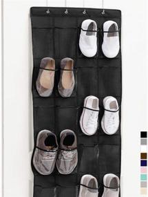 img 4 attached to 🦍 Gorilla Grip Over The Door Hanging Shoe Organizer - 64x19, 24 Large Clear Pockets - Black