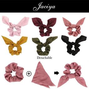 img 3 attached to Jaciya 6 Pack Hair Elastic Scrunchies: Soft Chiffon Bow Scrunchies for Women - 6 Colorful Hair Ties with Ribbon