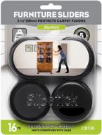 🪑 slipstick cb130 reusable furniture sliders (16 pack) - premium 2-1/4 inch round furniture movers for carpet & rugs - easy sliding with plastic slider feet coasters logo