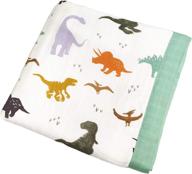 🦖 dinosaur print muslin toddler blanket: oversized & breathable - perfect for toddler boys, strollers, and more! logo