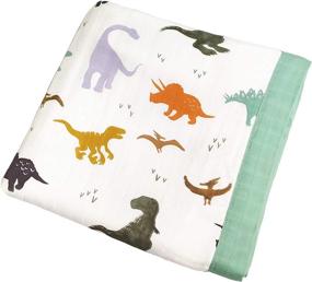 img 4 attached to 🦖 Dinosaur Print Muslin Toddler Blanket: Oversized & Breathable - Perfect for Toddler Boys, Strollers, and More!