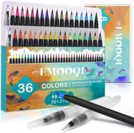 🎨 emooqi watercolor brush pens: 36 colors for real brush pens, 2 blending brushes & 8 watercolor paper - ideal for artists, beginners, colouring books, calligraphy, drawing logo