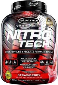 img 4 attached to MuscleTech Nitro-Tech: Premium Whey Protein Powder for Optimal Muscle Gain & Sports Nutrition 🍓 - Lean Protein Builder for Men & Women - Strawberry Flavor, 4 lb (40 Servings)