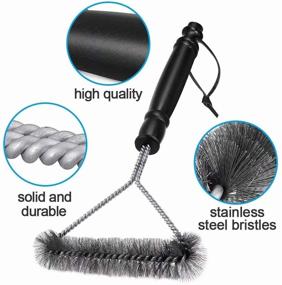 img 2 attached to 🔥 BBQ Grill Brush Set, 3-Sided Barbecue Grill Brush with Scraper, 12 Inch Length, Two Pack for Ultimate Grill Cleaning - Best Safe BBQ Cleaner Gift