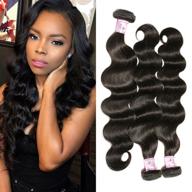🏽 beauty forever peruvian virgin hair: body wave weft 3 bundle pack, 100% unprocessed human hair extensions, 95-100g/pc, natural black color (18 20 22 inch) logo