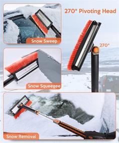 img 2 attached to 🚗 COFIT 50-Inch Car Snow Brush with Squeegee and Ice Scraper, 3-in-1 Detachable and Telescopic Snow Removal Tool, 270-Degree Pivoting Head for Scratch-Free Cleaning of Car, Auto, SUV, Truck Windshields and Windows in Orange