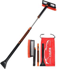 img 4 attached to 🚗 COFIT 50-Inch Car Snow Brush with Squeegee and Ice Scraper, 3-in-1 Detachable and Telescopic Snow Removal Tool, 270-Degree Pivoting Head for Scratch-Free Cleaning of Car, Auto, SUV, Truck Windshields and Windows in Orange