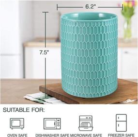 img 3 attached to 🍴 Ceramic Kitchen Utensil Holder - Stylish Countertop Organizer for Cooking Tools, Ideal Gift for Kitchen Enthusiasts, Turquoise Color