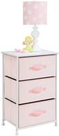 🎀 mdesign spira collection pink/white chevron dresser with 3 fabric drawers - stylish storage solution for kids bedroom, playroom, and nursery organization logo