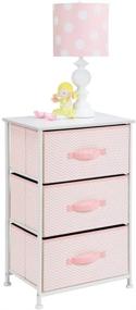 img 4 attached to 🎀 mDesign Spira Collection Pink/White Chevron Dresser with 3 Fabric Drawers - Stylish Storage Solution for Kids Bedroom, Playroom, and Nursery Organization