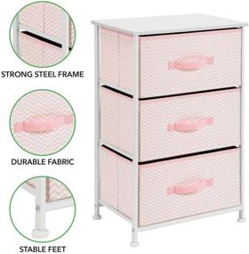 img 2 attached to 🎀 mDesign Spira Collection Pink/White Chevron Dresser with 3 Fabric Drawers - Stylish Storage Solution for Kids Bedroom, Playroom, and Nursery Organization