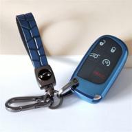 🔑 premium tandrive key fob case holder for multiple jeep, dodge & chrysler models - blue, remote accessories protector logo