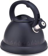 🔥 arc tea all black flame pattern stove top tea kettle: premium 3.2l stainless steel pot with heat resistant handle, anti-rust whistling design logo