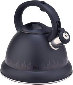 img 4 attached to 🔥 ARC Tea All Black Flame Pattern Stove Top Tea Kettle: Premium 3.2L Stainless Steel Pot with Heat Resistant Handle, Anti-Rust Whistling Design
