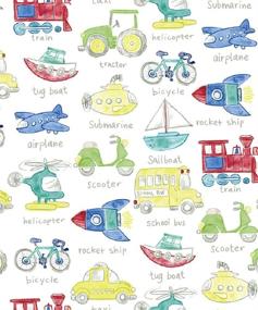 img 1 attached to 🎁 Glossy Gift Wrap Flat Sheet - Trains, Planes, and Automobiles - 24"x 6