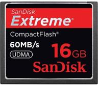 sandisk 16gb 60mb/s extreme compact flash card sdcfx-016g-a61: reliable storage solution for high-speed data transfer (us retail package) logo