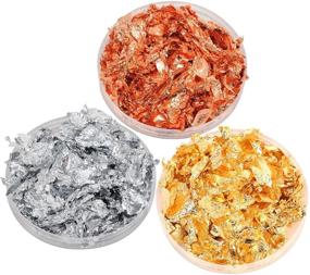 img 3 attached to 🎨 Glitter Foil Leaf Flakes: 60g Sheets for Resin Art, Gilding, Nail Painting, Slime, Craft & Jewelry Making (Gold+Silver+Rose Gold)