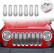 🚙 enhance your jeep wrangler jk & unlimited 2007-2015 with jecar chrome clip-in front grille mesh inserts logo