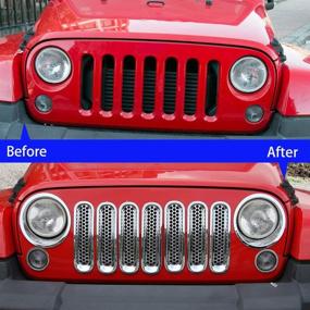 img 1 attached to 🚙 Enhance Your Jeep Wrangler JK & Unlimited 2007-2015 with JeCar Chrome Clip-in Front Grille Mesh Inserts
