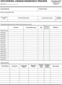 img 2 attached to 1870 Federal Census Household Tracker Forms (Pack of 7 Archival-Quality Paper Genealogy Sheets)