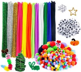 img 4 attached to Caydo 600-Piece Pipe Cleaners Set with 120 Pipe Cleaners, 360 Pom Poms, and 120 Wiggle Eyes - Ideal for Halloween Craft DIY Art Supplies