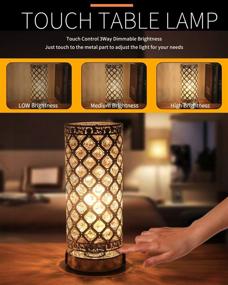 img 2 attached to 💡 3-Way Dimmable Crystal Table Lamp with Dual USB Charging Ports - Touch Lamp for Bedside Nightstand Desk, Small Decorative Lampshade Night Light for Bedroom Living Room, Bulb Included