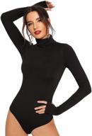 floerns women's solid leotard: trendy long sleeve turtleneck bodysuit logo