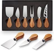 premium 6-piece cheese knife set with classic wooden handle - stainless steel slicer, cutter, and more! logo