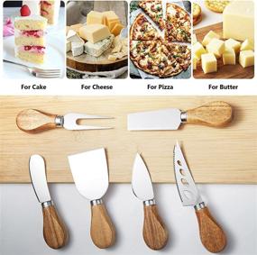 img 1 attached to Premium 6-Piece Cheese Knife Set with Classic Wooden Handle - Stainless Steel Slicer, Cutter, and More!