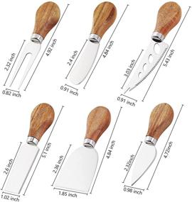 img 3 attached to Premium 6-Piece Cheese Knife Set with Classic Wooden Handle - Stainless Steel Slicer, Cutter, and More!