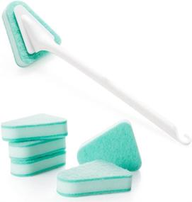 img 4 attached to 🏞️ Green GardenHelper Replaceable Brush Head Long-Handled Brush with Rotatable Handle - Lightweight Scrubber for Tub, Bathroom, Tiles - Detachable, with Five Extra Brush Heads