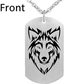 img 3 attached to Ожерелье с подвеской в виде модного волка - идеальный подарок для любителей волков | Украшение в виде бирки для собаки в стиле волка, брелок для ключей