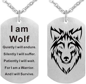 img 4 attached to Fashion Wolf Pendant Necklace - Ideal Gift for Wolf Enthusiasts | Wolf Dog Tag Jewelry Keychain