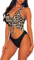 👙 vamjump women's v neck ruched cut out one piece swimsuit - high cut monokini swimwear logo