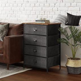 img 2 attached to 🗄️ WLIVE 4 Drawer Dresser: Industrial Storage Tower with Steel Frame, Wood Table Top, Easy Pull Fabric Bins - Perfect for Bedroom, Living Room, Nursery, and More!