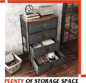 img 1 attached to 🗄️ WLIVE 4 Drawer Dresser: Industrial Storage Tower with Steel Frame, Wood Table Top, Easy Pull Fabric Bins - Perfect for Bedroom, Living Room, Nursery, and More!