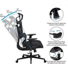 img 1 attached to 🪑 Ultimate Comfort and Support: Ergonomic High Back Mesh Office Chair with Liftable Backrest Armrest, 3D Adjustable Lumbar Support, and Headrest